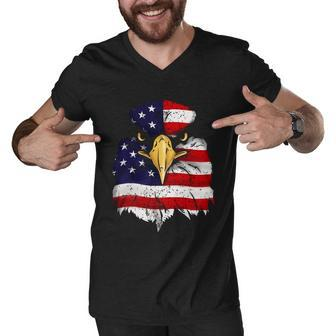 Bald Eagle 4Th Of July American Flag Patriotic Freedom Usa Gift Men V-Neck Tshirt - Monsterry