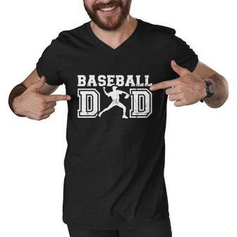 Baseball Dad Gift For Fathers Day Men V-Neck Tshirt - Monsterry UK