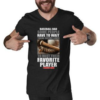 Baseball Dad Raised Favorite Player Men V-Neck Tshirt - Monsterry DE