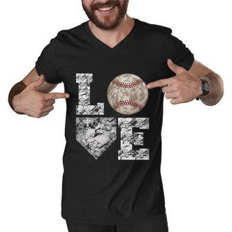 Baseball Distressed Ball Cute Mom Love Gift Men V-Neck Tshirt - Monsterry UK
