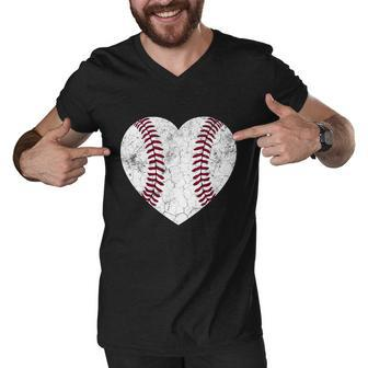 Baseball Heart Fun Mom Dad Men Women Softball Gift Wife Men V-Neck Tshirt - Monsterry UK