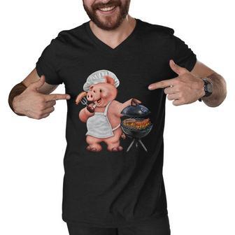 Bbq Pig Grilling Tshirt Men V-Neck Tshirt - Monsterry UK