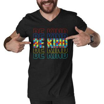 Be Kind Autism Awareness Special Education Autism Teacher Men V-Neck Tshirt - Thegiftio UK