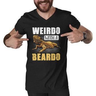 Bearded Dragon Weirdo With A Beardo Reptiles Men V-Neck Tshirt | Mazezy