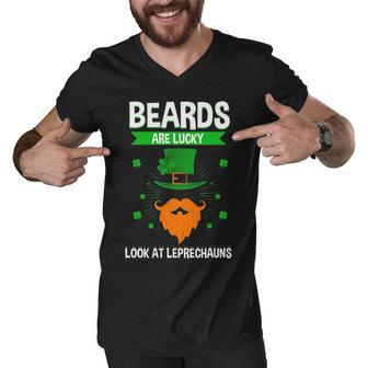 Beards Are Lucky Men V-Neck Tshirt - Seseable