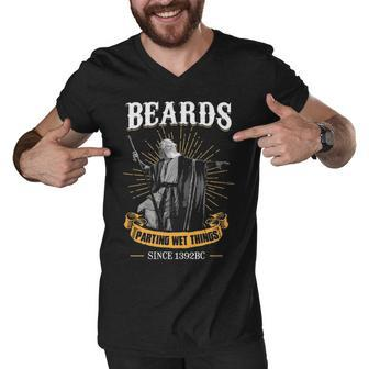 Beards - Parting Wet Things Men V-Neck Tshirt - Seseable