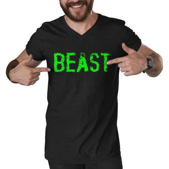Beast Gym Workout Mode Fitness Logo Tshirt Men V-Neck Tshirt - Monsterry
