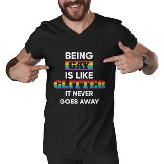 Being Gay Is Like Glitter Lgbt Pride Month Men V-Neck Tshirt - Monsterry