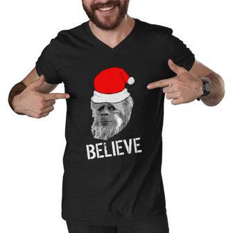 Believe Santa Sasquatch Men V-Neck Tshirt - Monsterry