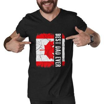 Best Canadian Dad Ever Canada Daddy Funny Fathers Day Men V-Neck Tshirt - Monsterry UK
