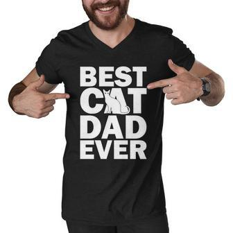 Best Cat Dad Ever Tshirt Men V-Neck Tshirt - Monsterry