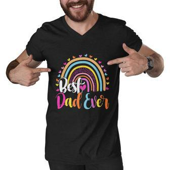 Best Dad Ever Rainbow Funny Fathers Day From Daughters Girls Gift V3 Men V-Neck Tshirt - Monsterry DE