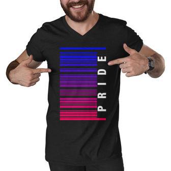 Bi Pride Barcode Bisexual Men V-Neck Tshirt - Monsterry DE