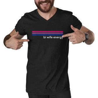 Bi Wife Energy Bisexual Pride Flag Bisexuality Lgbtq V2 Men V-Neck Tshirt - Monsterry DE