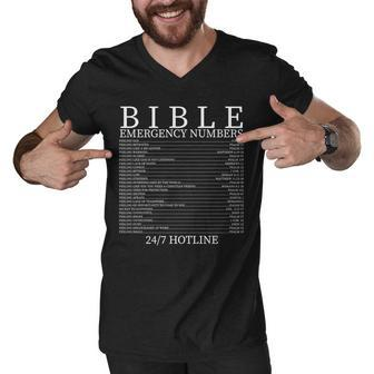 Bible Emergency Numbers V2 Men V-Neck Tshirt - Monsterry AU