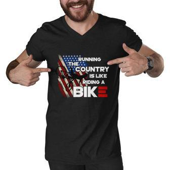Biden Bike Bicycle Running The Country Is Like Riding A Bike V10 Men V-Neck Tshirt - Monsterry