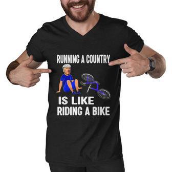 Biden Falls Off Bike Joe Biden Falling Off His Bicycle Funny V4 Men V-Neck Tshirt - Monsterry AU