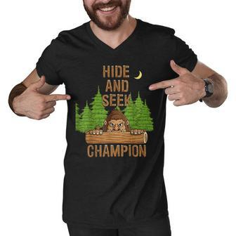 Bigfoot Hide And Seek Champion Funny Sasquatch Forest V2 Men V-Neck Tshirt - Seseable