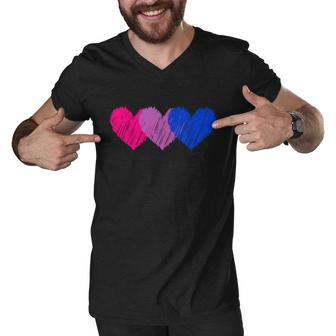 Bisexual Heart Bisexuality Bi Love Flag Lgbtq Pride Men V-Neck Tshirt - Monsterry