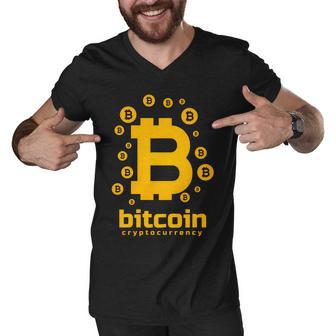 Bitcoin Cryptocurrency Logo Men V-Neck Tshirt - Monsterry