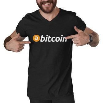 Bitcoin Logo Men V-Neck Tshirt - Monsterry