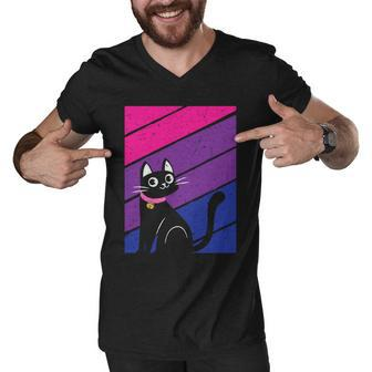 Black Cat Bisexual Pride Lgbt Pride Month Men V-Neck Tshirt - Monsterry DE
