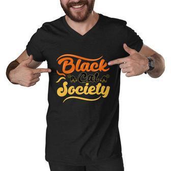 Black Cat Society Halloween Quote Men V-Neck Tshirt - Monsterry AU