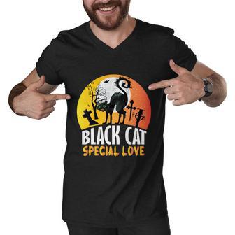 Black Cat Special Love Cat Halloween Quote Men V-Neck Tshirt - Monsterry AU