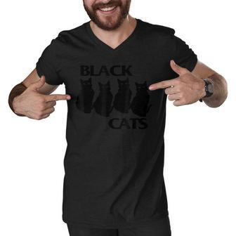 Black Cats -Cat Lover Gift  Men V-Neck Tshirt