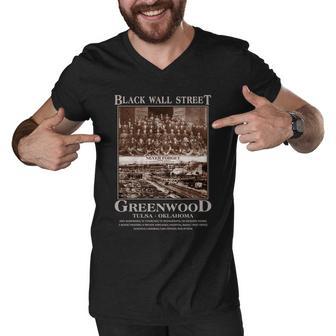 Black Wall Street Never Forget Greenwood Tulsa Oklahoma Tshirt Men V-Neck Tshirt - Monsterry