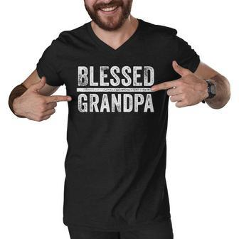 Blessed Grandpa Dad Granddad Fathers Day Men V-Neck Tshirt - Thegiftio UK