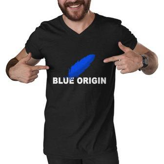 Blue Origin Feather Logo Tshirt Men V-Neck Tshirt - Monsterry