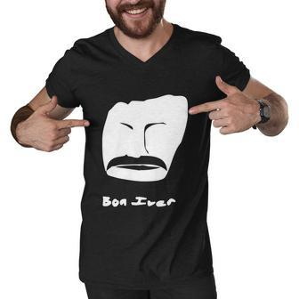 Bon Iver Face Men V-Neck Tshirt - Monsterry