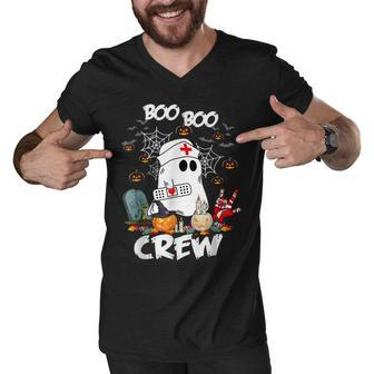 Boo Boo Crew Ghost Nurse Retro Halloween 2022 Nursing Rn Men V-Neck Tshirt - Seseable