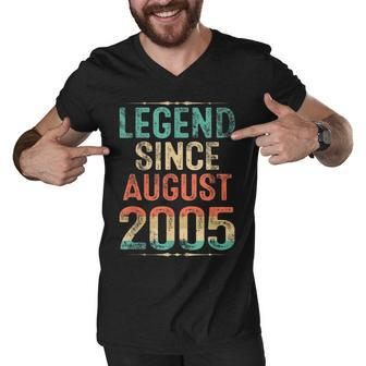 Born August 2005 Birthday Gift Legend Since 2005 17 Year Old Men V-Neck Tshirt - Thegiftio UK