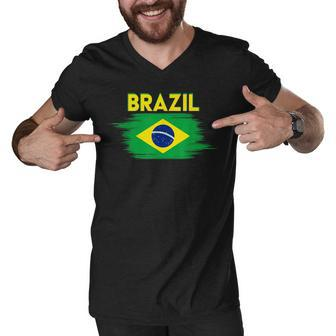 Brazil Flag Brazilian Brazil Men V-Neck Tshirt - Thegiftio UK