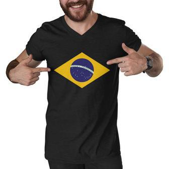 Brazil National Flag Men V-Neck Tshirt - Monsterry DE