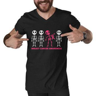Breast Cancer Awareness Sleleton Halloween Quote Men V-Neck Tshirt - Monsterry AU