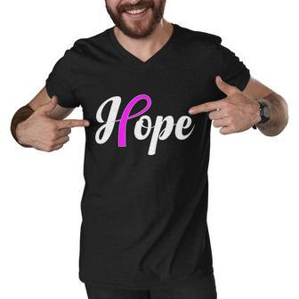 Breast Cancer Hope Ribbon Tribute Logo Men V-Neck Tshirt - Monsterry AU