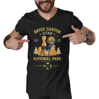 Bryce Canyon National Park Vintage Utah Deer Elk Gift Men Men V-Neck Tshirt - Seseable
