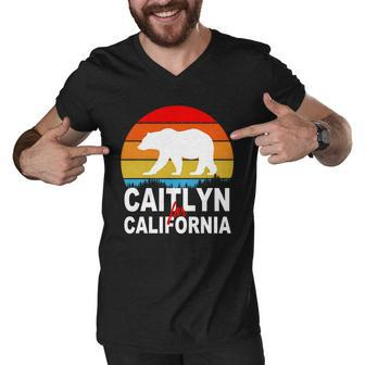 Caitlyn For California Retro Cali Bear Men V-Neck Tshirt - Monsterry DE
