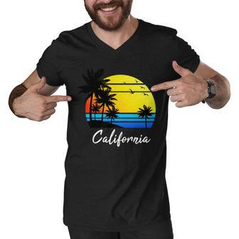 California Sunset V2 Men V-Neck Tshirt - Monsterry