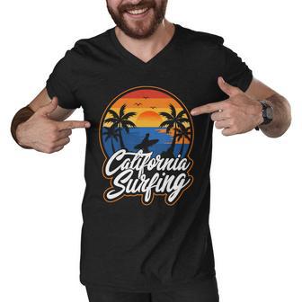 California Surfing Sunset Surf Men V-Neck Tshirt - Monsterry DE