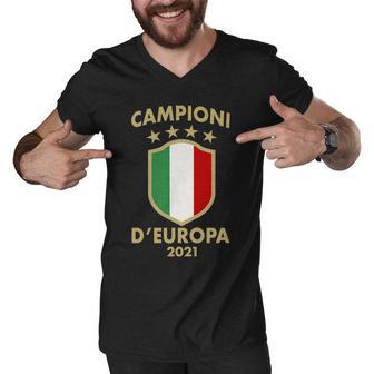 Campioni Deuropa 2021 Italia Italy Soccer Tshirt Men V-Neck Tshirt - Monsterry