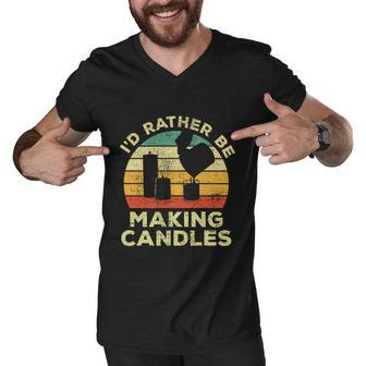 Candle Making Vintage Gift Id Rather Be Making Candles Gift Graphic Design Printed Casual Daily Basic Men V-Neck Tshirt - Thegiftio UK