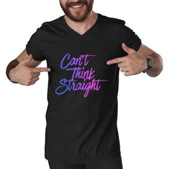 Cant Think Straight Funny Bisexual Bi Pride Flag Men V-Neck Tshirt - Monsterry