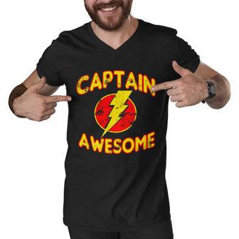 Captain Awesome Comic Logo Men V-Neck Tshirt - Monsterry CA
