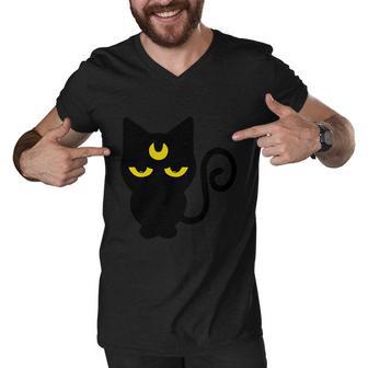 Cat Moon Cat Halloween Quote Men V-Neck Tshirt - Monsterry AU