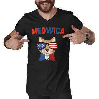Cat Patriotic Kitty America 4Th Of July Men V-Neck Tshirt - Thegiftio UK