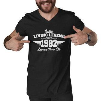 Certified Living Legend Since 1982 Legends Never Die 40Th Birthday Men V-Neck Tshirt - Monsterry UK